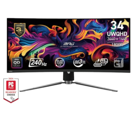 Slika izdelka: Monitor MSI 86,4 cm (34,0") 341CQPX 3440x1440 Curved Gaming 240Hz QD-OLED 0,03ms 2xHDMI DisplayPort USB-C 98W 2xUSB2.0 HAS  DCI-P3-99.3% FreeSync Premium Pro HDR400 PRO