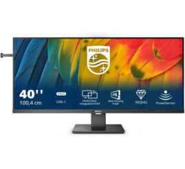 Slika izdelka: Monitor Philips 101,6 cm (40,0") 40B1U5600 3440x1440 120Hz IPS 4ms HDMI DisplayPort USB-C 100W 4xUSB3.2 HAS Zvočniki  3H sRGB121% AdaptiveSync KVM HDR400 5000-Series