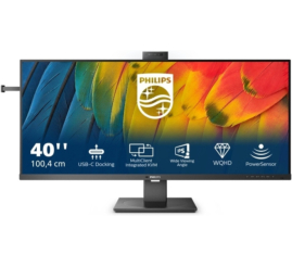Slika izdelka: Monitor Philips 101,6 cm (40) 40B1U5601H 3440x1440 120Hz IPS 4ms HDMI DisplayPort 2xUSB-C 100W DP-Out 4xUSB3.2 HAS Kamera Zvočniki  3H sRGB121% KVM RJ45 HDR10 Serija 5000 Kamera