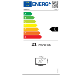 Slika izdelka: Monitor Philips 68,6 cm (27,0") 275E1S 2560x1440 75Hz IPS 4ms VGA HDMI DisplayPort  3H sRGB104% FreeSync