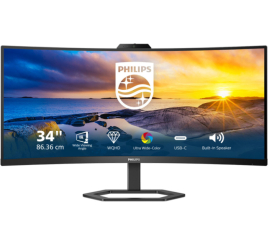 Slika izdelka: Monitor Philips 86,4 cm (34,0") 34E1C5600HE 3440x1440 Curved konferenca VA 1ms HDMI DisplayPort USB-C 65W 4xUSB3.2 HAS Kamera Zvočniki 2x5W  3H sRGB123%