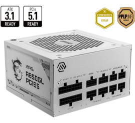 Slika izdelka: Napajalnik - 850W MSI MAG A850GL 80Plus Gold 90% ATX 3.1 (Gen5) Modular 120mm bela (30919872)