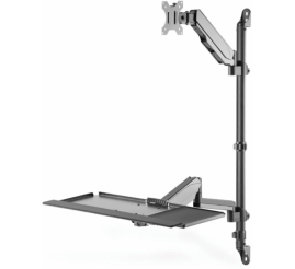 Slika izdelka: Nosilec za LCD monitor do 81cm (32") do 8kg s polico za tipkovnico in miško do 1kg črn DA-90372