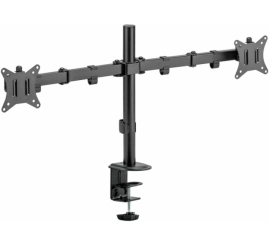 Slika izdelka: Nosilec za LCD monitor dvojni 43 - 82 cm (17"-32") do 9kg na roko - pritrditev na rob mize SBOX črn (LCD-352/2-2)