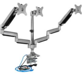 Slika izdelka: Nosilec za LCD monitor trojni 33 - 82 cm (13"-32") do 7kg / roko USB 3.0 aluminij plinska vzmet VonHaus (3000243)IcyBox trojni namizni nosilec za monitorja do diagonale 32''