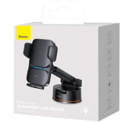 Slika izdelka: Nosilec za pametni telefon za v avto Baseus Wisdom Wireless Charging Cockpit Qi črn (CGZX000101)