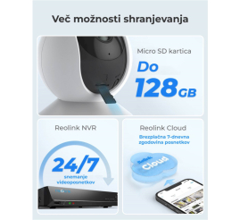 Slika izdelka: Notranja nadzorna kamera Reolink 4 MP WiFi/LAN 220V horizontalno 82°/43°vertikalno samostoječa mikrofon in zvočnik (E series E330)
