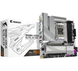 Slika izdelka: Osnovna plošča AM5 GigaByte B650M AORUS ELITE AX ICE ATX 1xHDMI 2.1 1xDisplayPort 1.4
