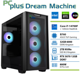 Slika izdelka: PCPLUS Dream Machine i7 14700F 32GB 2TB SSD RTX 5070 12GB gaming namizni računalnik