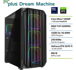 Slika izdelka: PCPLUS Dream Machine Ultra 7 265KF 32GB 2TB SSD RTX 5070Ti 16GB gaming namizni računalnik
