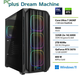 Slika izdelka: PCPLUS Dream Machine Ultra 7 265KF 32GB 2TB SSD RTX 5070 12GB Windows 11 Home gaming namizni računalnik