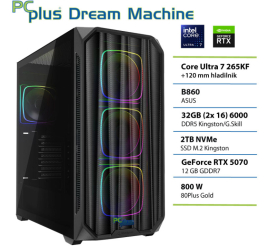 Slika izdelka: PCPLUS Dream Machine Ultra 7 265KF 32GB 2TB SSD RTX 5070 12GB gaming namizni računalnik