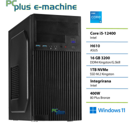 Slika izdelka: PCPLUS e-machine i5 12400 16GB 1TB SSD Windows 11 Home namizni računalnik