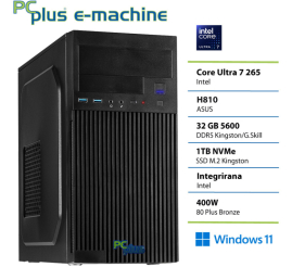 Slika izdelka: PCPLUS e-machine Ultra 7 265 32GB 1TB SSD Windows 11 Pro namizni računalnik