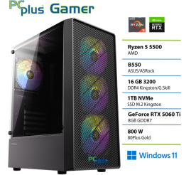Slika izdelka: PCPLUS Gamer Ryzen 5 5500 16GB 1TB SSD RTX 5060Ti 8GB Windows 11 Home gaming namizni računalnik