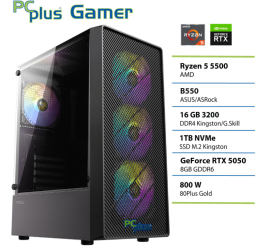Slika izdelka: PCPLUS Gamer Ryzen 5 5500 16GB 1TB SSD RTX 5050 8GB gaming namizni računalnik