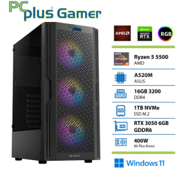 Slika izdelka: PCPLUS Gamer Ryzen 5 5500 16GB 1TB SSD RTX 3050 6GB Windows 11 gaming namizni računalnik