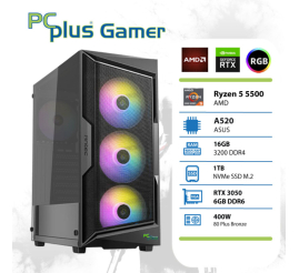 Slika izdelka: PCPLUS Gamer Ryzen 5 5500 16GB 1TB SSD RTX 3050 6GB gaming namizni računalnik