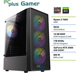 Slika izdelka: PCPLUS Gamer Ryzen 5 7600 16GB 1TB SSD RTX 5060 8GB gaming namizni računalnik