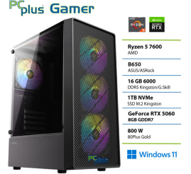 Slika izdelka: PCPLUS Gamer Ryzen 5 7600 16GB 1TB SSD RTX 5060 8GB Windows 11 Home gaming namizni računalnik