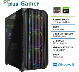 Slika izdelka: PCPLUS Gamer Ryzen 5 9600X 32GB 2TB SSD RTX 5070 12GB Windows 11 Home gaming namizni računalnik