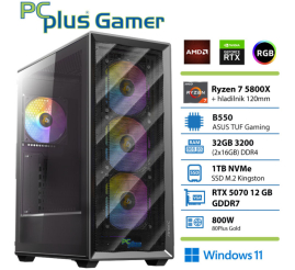 Slika izdelka: PCPLUS Gamer Ryzen 7 5800X 32GB 1TB SSD RTX 5070 12GB Windows 11 Home gaming namizni računalnik