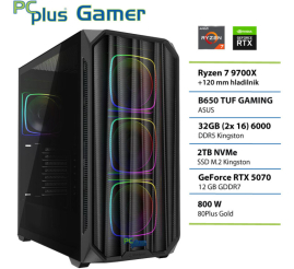 Slika izdelka: PCPLUS Gamer Ryzen 7 9700X 32GB 2TB SSD RTX 5070 12GB gaming namizni računalnik