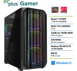 Slika izdelka: PCPLUS Gamer Ryzen 7 9700X 32GB 2TB SSD RX 9070XT Windows 11 Home gaming namizni računalnik