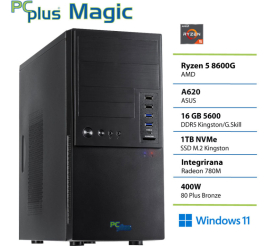 Slika izdelka: PCPLUS Magic Ryzen 5 8600G 16GB 1TB Windows 11 Home namizni računalnik