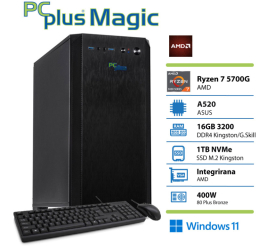 Slika izdelka: PCPLUS Magic Ryzen 7 5700G 16GB 1TB SSD Windows 11 Home tipkovnica miška namizni računalnik