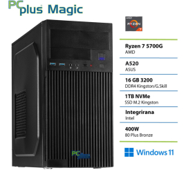 Slika izdelka: PCPLUS Magic Ryzen 7 5700G 16GB 1TB SSD Windows 11 Home namizni računalnik