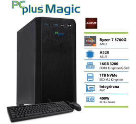 Slika izdelka: PCPLUS Magic Ryzen 7 5700G 16GB 1TB SSD tipkovnica miška namizni računalnik