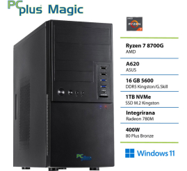 Slika izdelka: PCPLUS Magic Ryzen 7 8700G 16GB 1TB SSD Windows 11 Pro namizni računalnik
