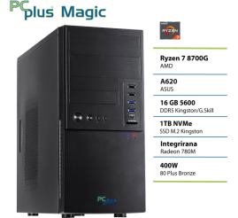 Slika izdelka: PCPLUS Magic Ryzen 7 8700G 16GB 1TB SSD namizni računalnik