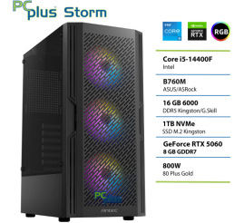 Slika izdelka: PCPLUS Storm Core i5 14400F 16GB 1TB SSD RTX 5060 8GB gaming namizni računalnik
