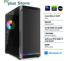 Slika izdelka: PCPLUS Storm Core Ultra 5 225F 32GB 1TB SSD RTX 5060Ti 8GB Windows 11 Home gaming namizni računalnik