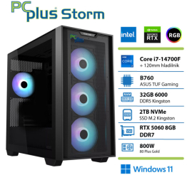 Slika izdelka: PCPLUS Storm Core i7 14700F 32GB 2TB SSD RTX 5060Ti 8GB Windows 11 Home gaming namizni računalnik