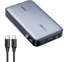 Slika izdelka: Prenosna baterija Ugreen 20000mAh 100W PD 1x USB-A 2x USB-C črna (25188)