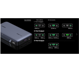 Slika izdelka: Prenosna baterija Ugreen 20000mAh 100W PD 1x USB-A 2x USB-C črna (25188)