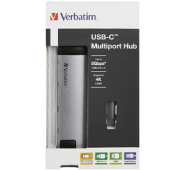 Slika izdelka: Priklopna postaja USB-C => 1x USB-C 2x USB 3.1 HDMI ETH Gbit Verbatim 49141