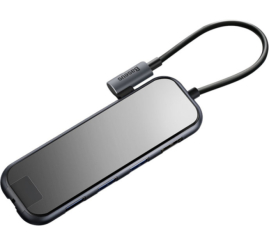 Slika izdelka: Priklopna postaja USB-C => 3x USB 3.0 tip A 1x USB-C PD 60W 1x HDMI 4K@30Hz 1x RJ45 Giga Baseus (CAHUB-DZ0G)