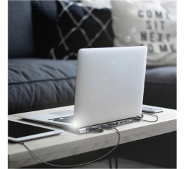 Slika izdelka: Priklopna postaja USB-C => 3x USB 3.0 tip A USB-C PD 100W 2x HDMI VGA RJ45 11 izhodov srebrn LogiLink (UA0373)