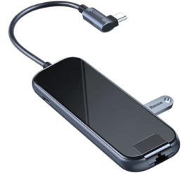 Slika izdelka: Priklopna postaja USB-C => 3x USB 3.0 tip A 1x USB-C PD 60W 1x HDMI 4K@30Hz 1x RJ45 Giga Baseus (CAHUB-DZ0G)