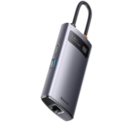 Slika izdelka: Priklopna postaja USB-C => 3x USB 3.0 1x RJ45 Giga 1xUSB-C power port 5V/3A (WKWG070113)