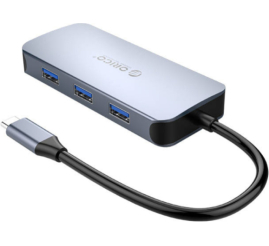 Slika izdelka: Priklopna postaja USB-C => 3x USB 3.0 tip A 1x HDMI 4K@30Hz 1x RJ45 1x USB-C PD 100W Orico (MC-U602P-GY-BP)
