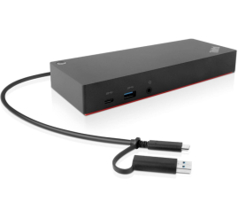 Slika izdelka: Priklopna postaja USB-C/A => Lenovo ThinkPad Hybrid 2xHDMI 2xDisplayPort 2xUSB3.2 Gen2 2xUSB2.0 1xUSB-C 1xRJ45 - (40AF0135EU)