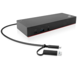 Slika izdelka: Priklopna postaja USB-C/A => Lenovo ThinkPad Hybrid 2xHDMI 2xDisplayPort 2xUSB3.2 Gen2 2xUSB2.0 1xUSB-C 1xRJ45 - (40AF0135EU)