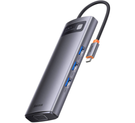 Slika izdelka: Priklopna postaja USB-C =>BASEUS 1xHDMI 1xVGA 3xUSB3.0 1xUSB-C PD100W Čitalec kartic (WKWG050013)