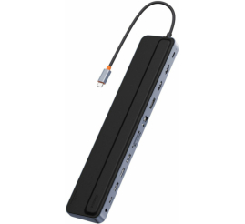 Slika izdelka: Priklopna postaja USB-C => BASEUS EliteJoy Gen2 2xHDMI 1xDisplayPort 3xUSB USB-C 100W RJ45 Čitalec kartic (WKSX030213)