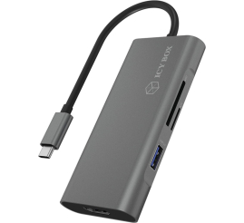 Slika izdelka: Priklopna postaja USB-C => Icy Box IB-ADK4026-CPD 1xHDMI 3xUSB3.0 USB-C 100W čitalec kartic SD/microSD (IB-ADK4026-CPD)